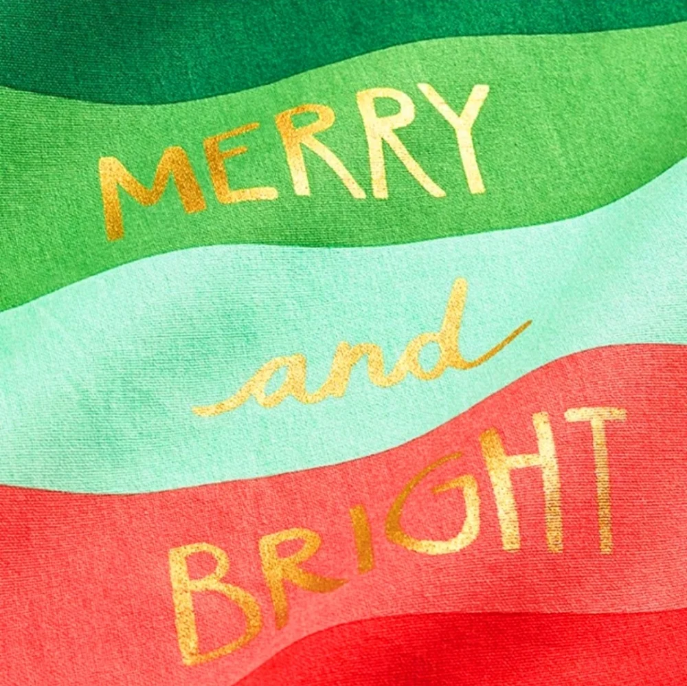 NWOT Paper Source Merry and Bright Pom Pom Tea Towel